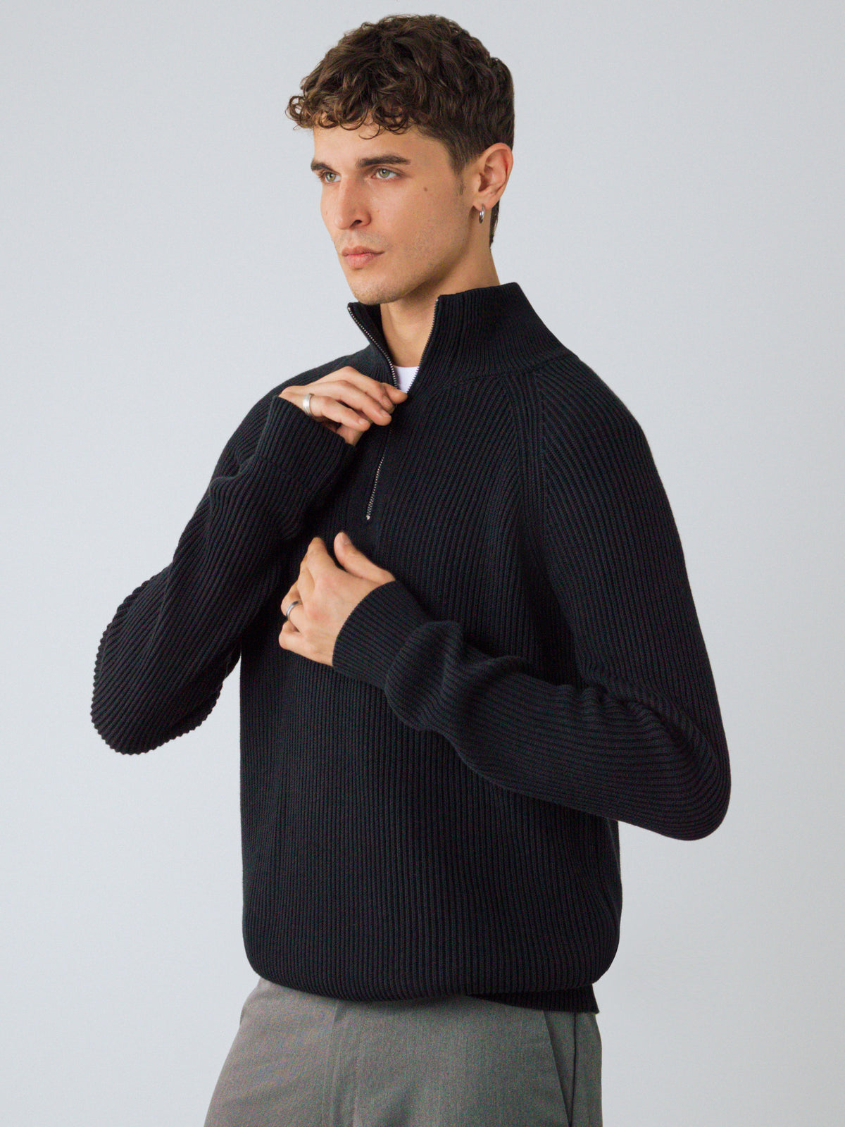 Half-Zip-Strick