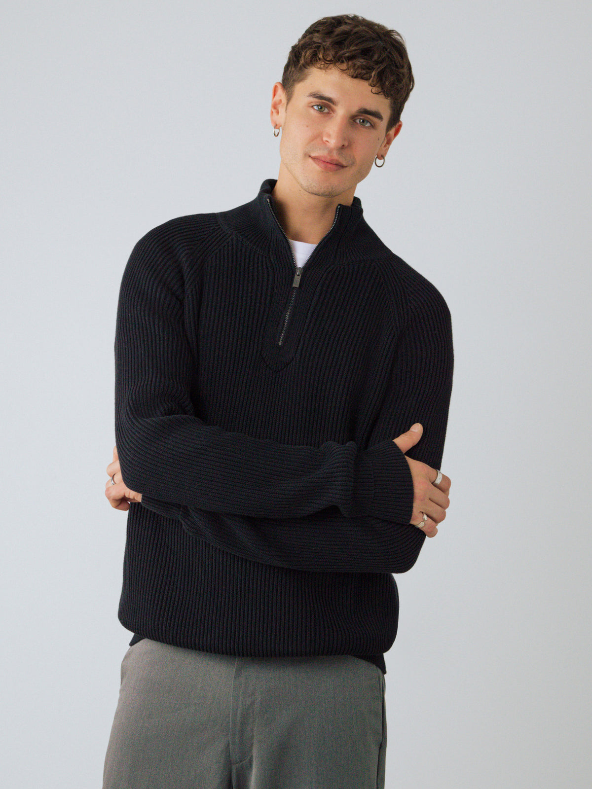 Half-Zip-Strick
