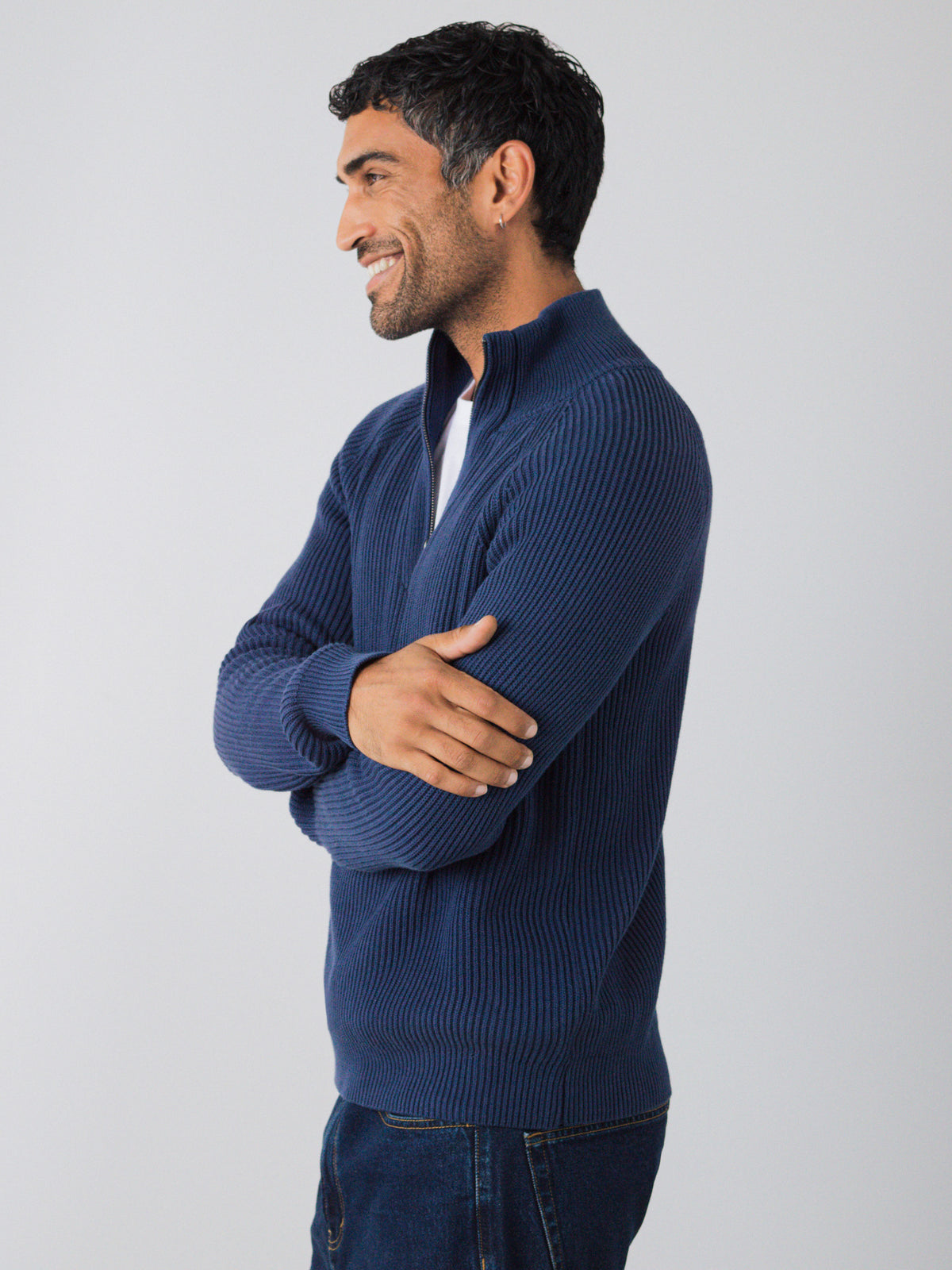 Half-Zip-Strick