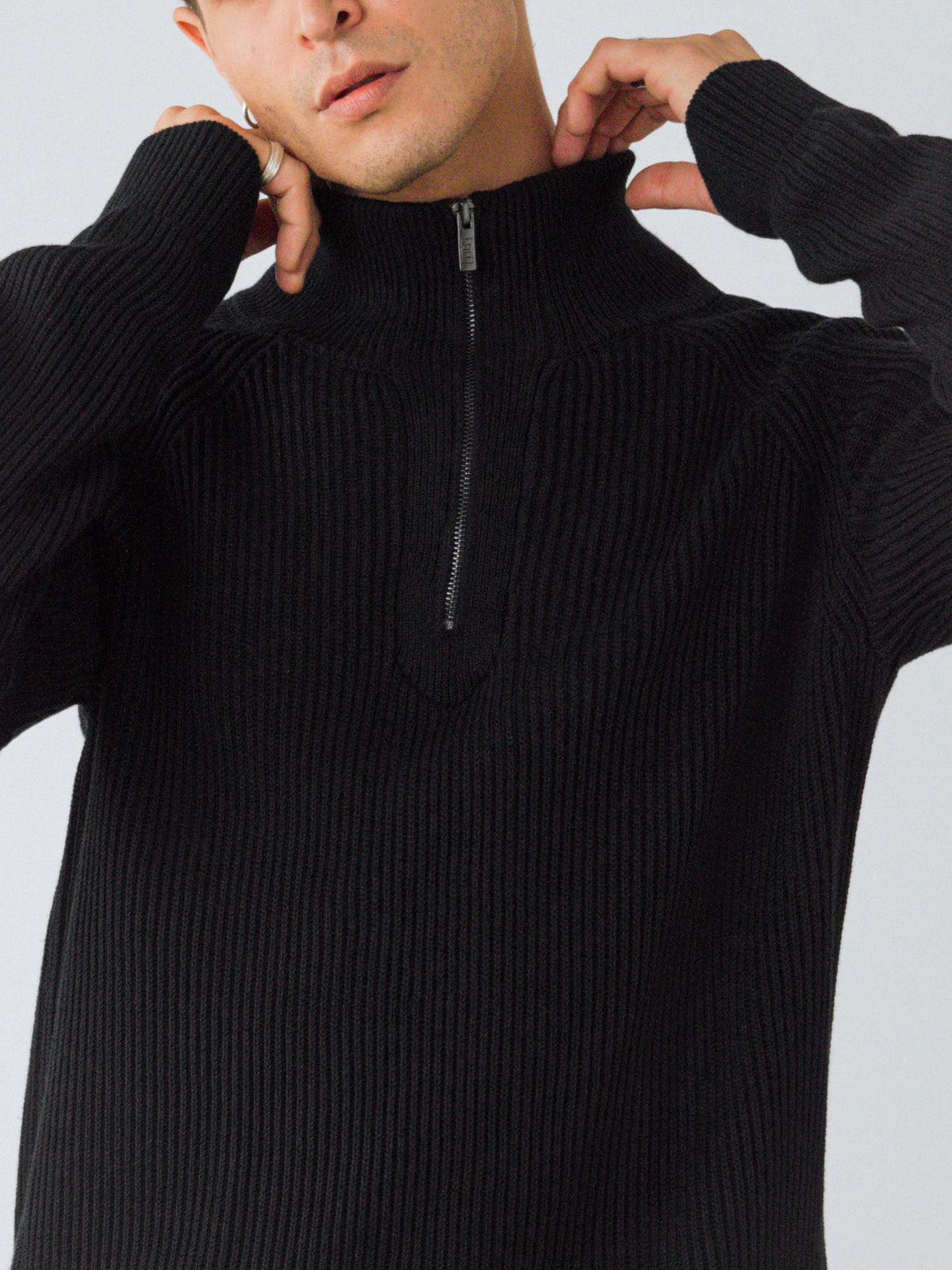 Half-Zip-Strick